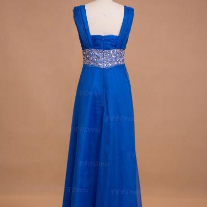 Royal Blue Long Prom Dresses Square Neckline,..