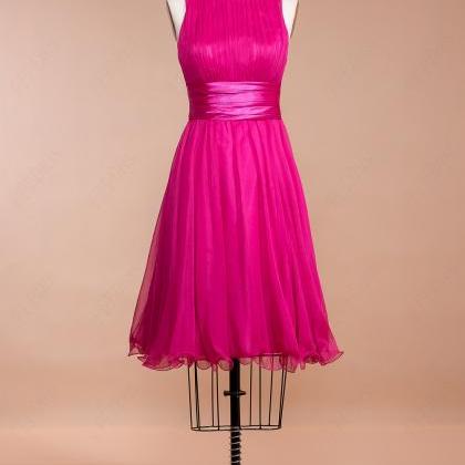 Knee Length Pink Prom Dress, Bridesmaid Dress