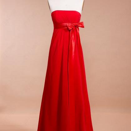 Strapless Red Long Maternity Bridesmaid Dresses
