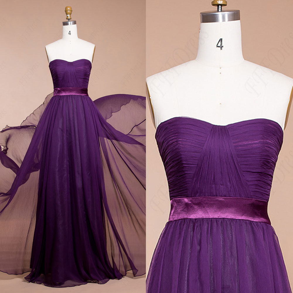 Purple Long Chiffon Prom Dresses, Purple Bridesmaid Dresses, Maid Of — free download