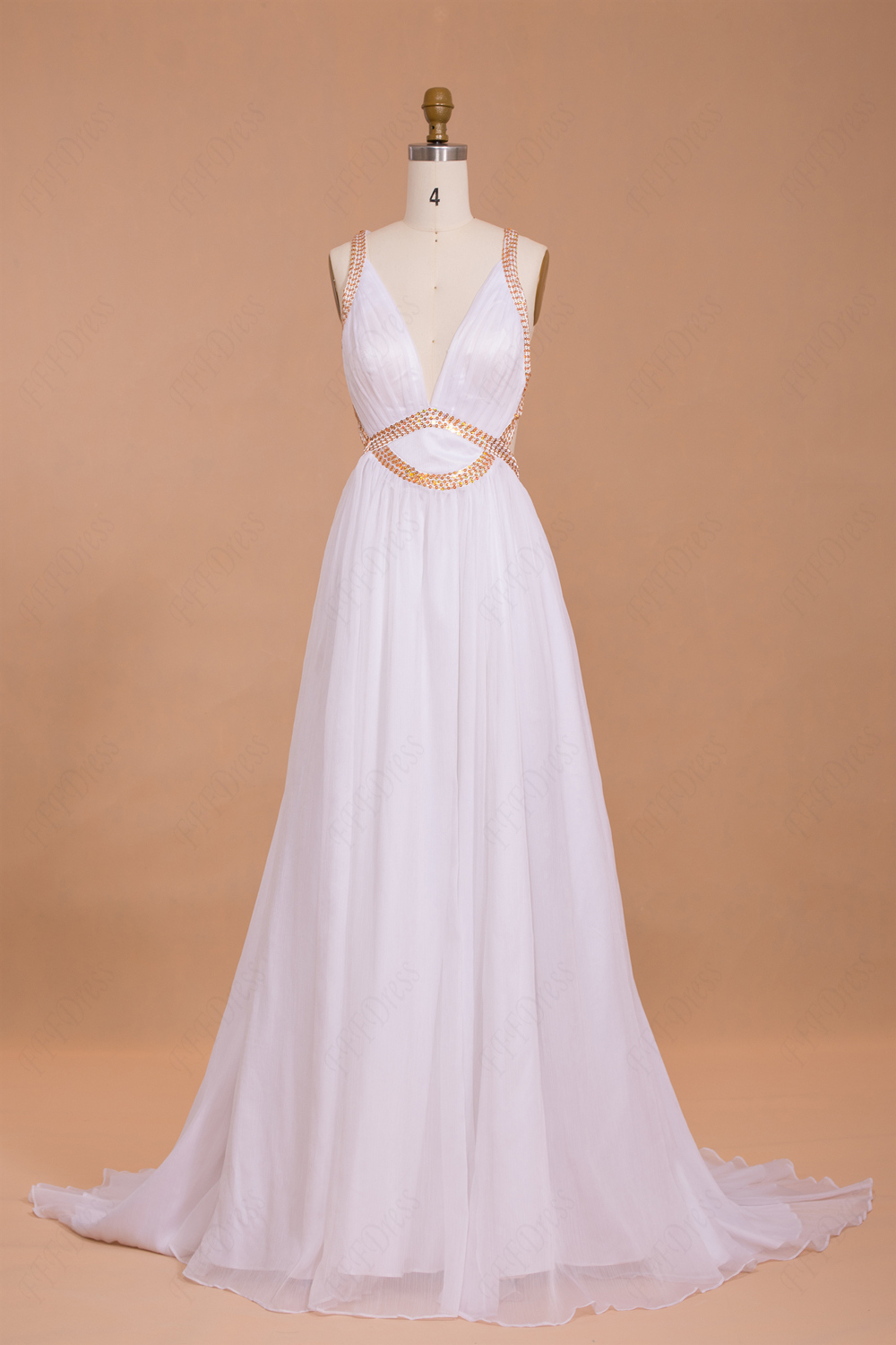 Backless White Chiffon Long Prom Dresses On Luulla 8728
